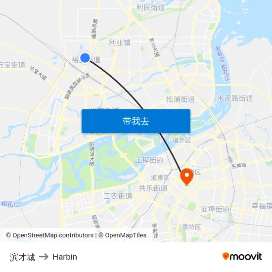 滨才城 to Harbin map