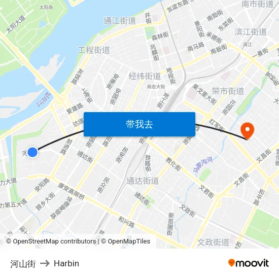 河山街 to Harbin map