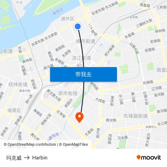 玛克威 to Harbin map