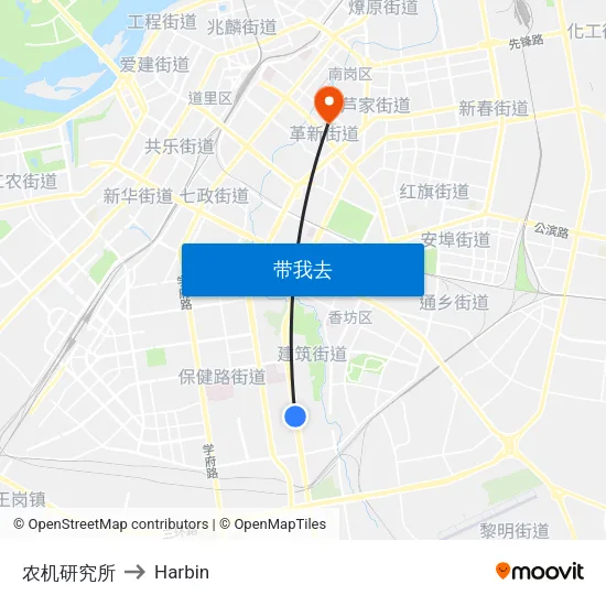 农机研究所 to Harbin map