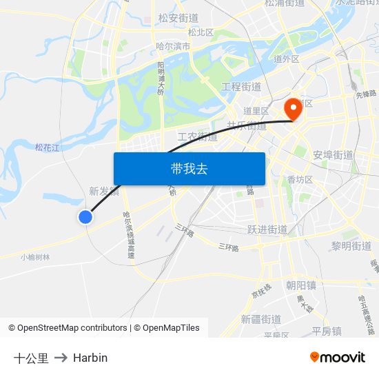 十公里 to Harbin map