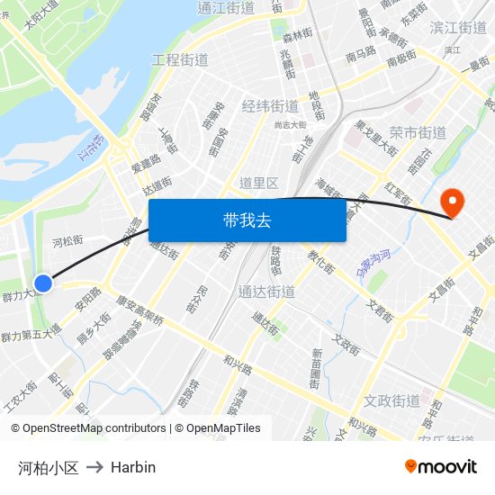 河柏小区 to Harbin map