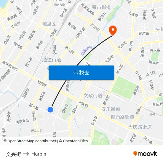 文兴街 to Harbin map