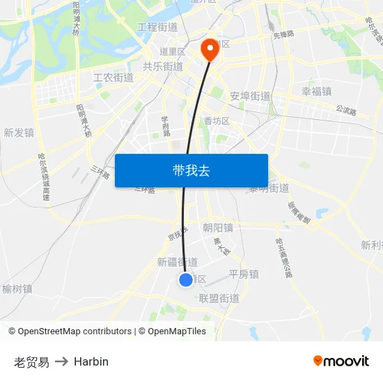 老贸易 to Harbin map