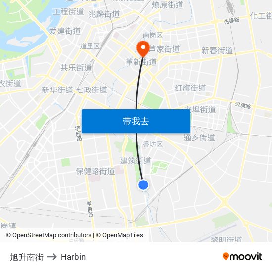 旭升南街 to Harbin map