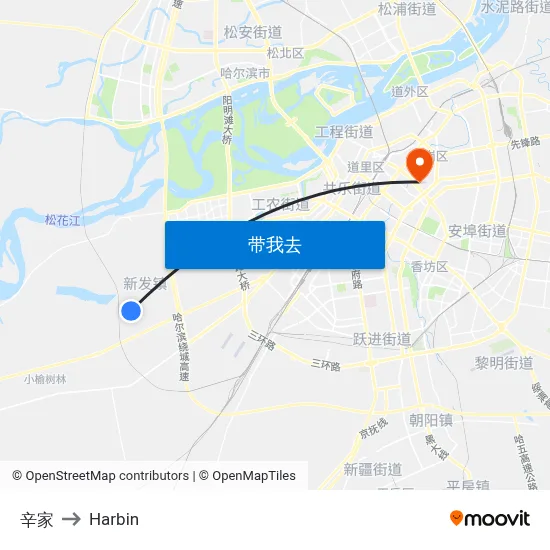 辛家 to Harbin map