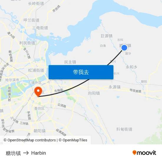 糖坊镇 to Harbin map