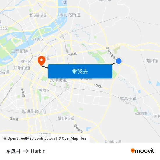 东凤村 to Harbin map