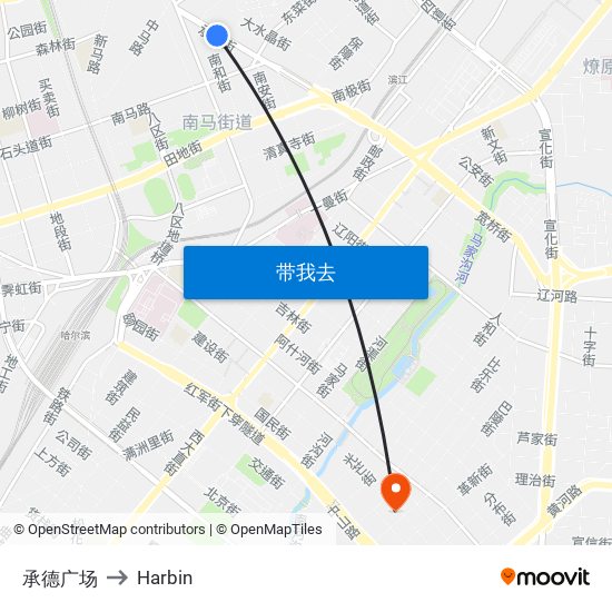 承德广场 to Harbin map
