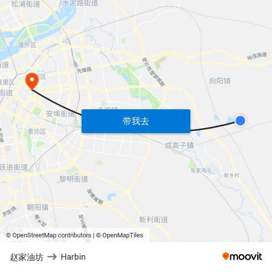 赵家油坊 to Harbin map