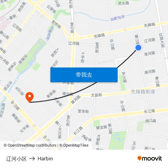 辽河小区 to Harbin map