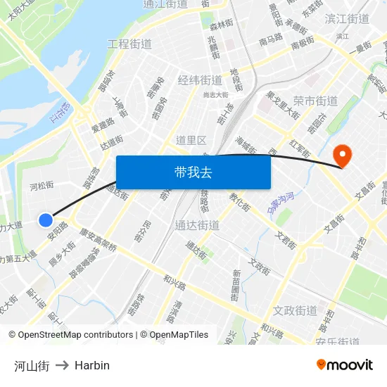 河山街 to Harbin map