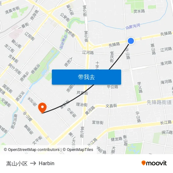 嵩山小区 to Harbin map