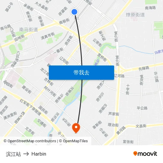滨江站 to Harbin map