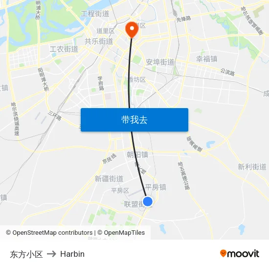 东方小区 to Harbin map