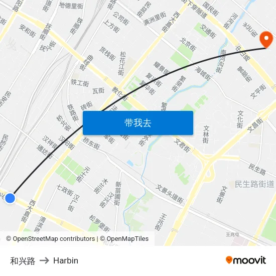 和兴路 to Harbin map