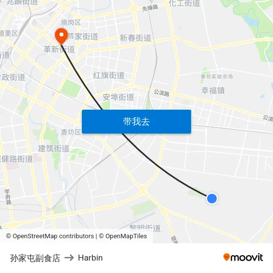 孙家屯副食店 to Harbin map