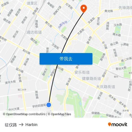 征仪路 to Harbin map
