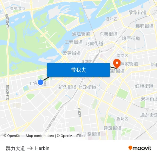 群力大道 to Harbin map