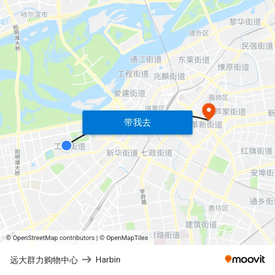 远大群力购物中心 to Harbin map
