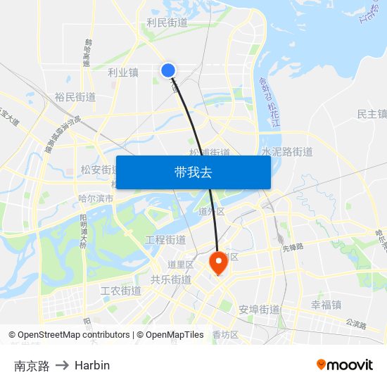 南京路 to Harbin map