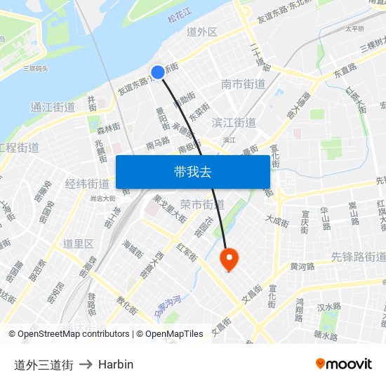 道外三道街 to Harbin map