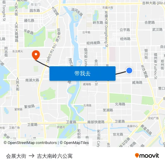 会展大街 to 吉大南岭六公寓 map
