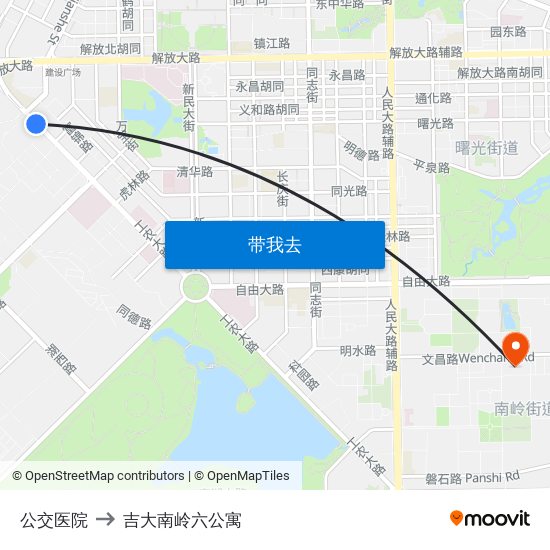 公交医院 to 吉大南岭六公寓 map