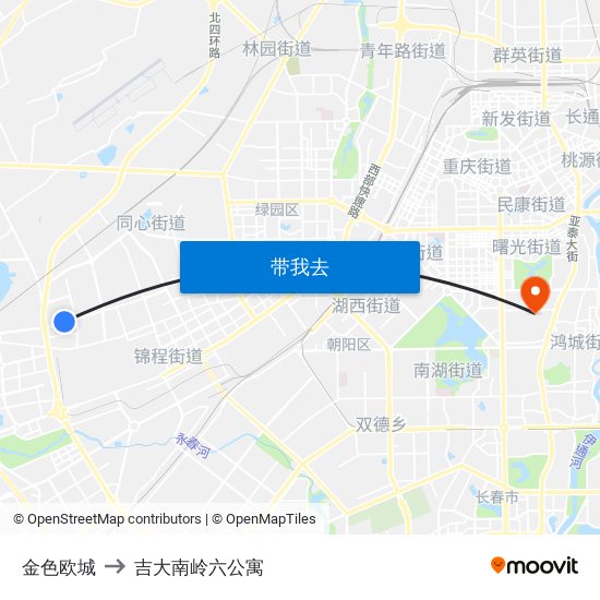 金色欧城 to 吉大南岭六公寓 map