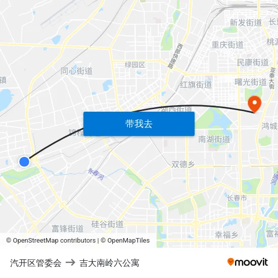 汽开区管委会 to 吉大南岭六公寓 map
