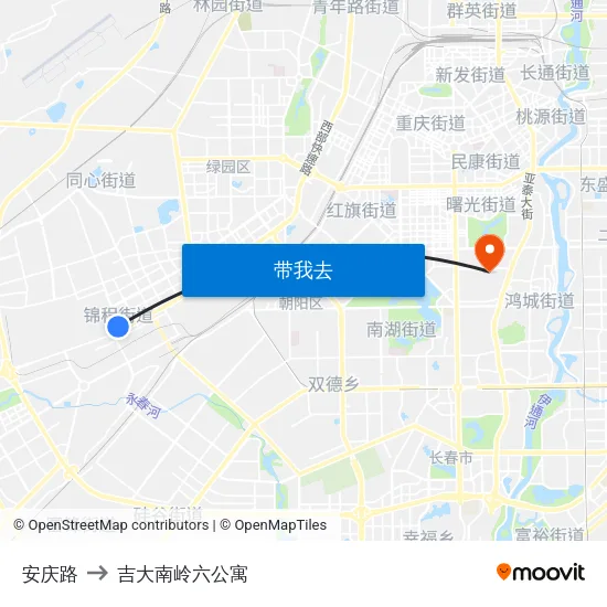 安庆路 to 吉大南岭六公寓 map