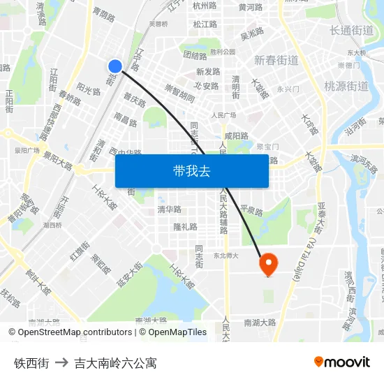 铁西街 to 吉大南岭六公寓 map