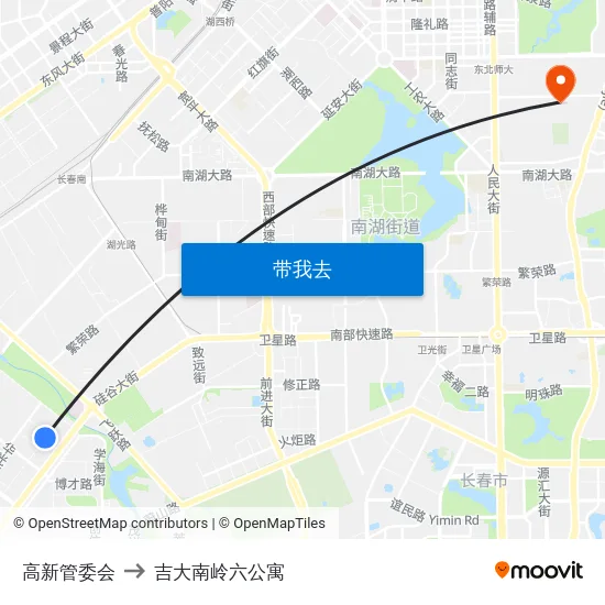 高新管委会 to 吉大南岭六公寓 map
