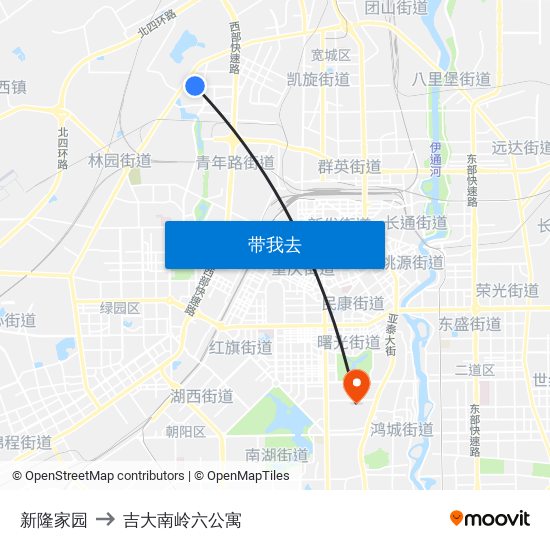 新隆家园 to 吉大南岭六公寓 map