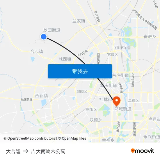 大合隆 to 吉大南岭六公寓 map