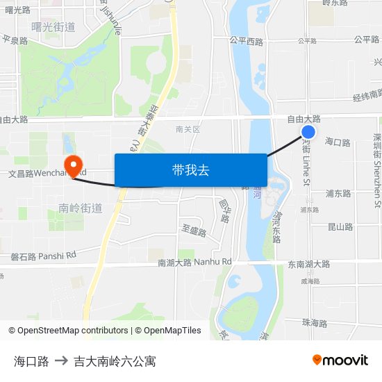 海口路 to 吉大南岭六公寓 map