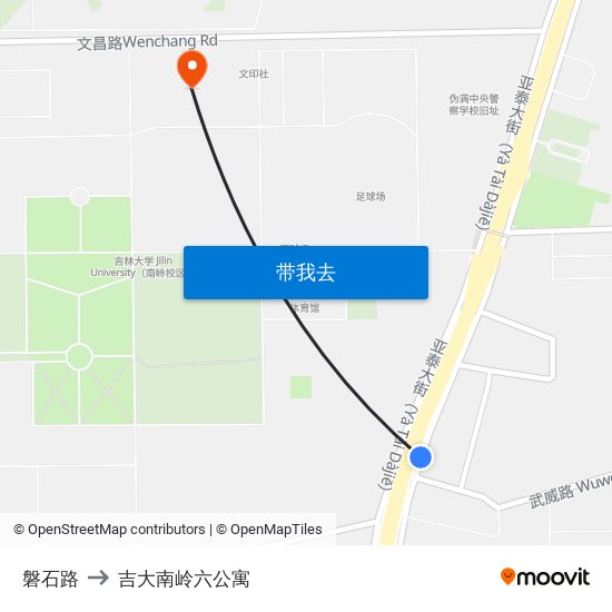 磐石路 to 吉大南岭六公寓 map