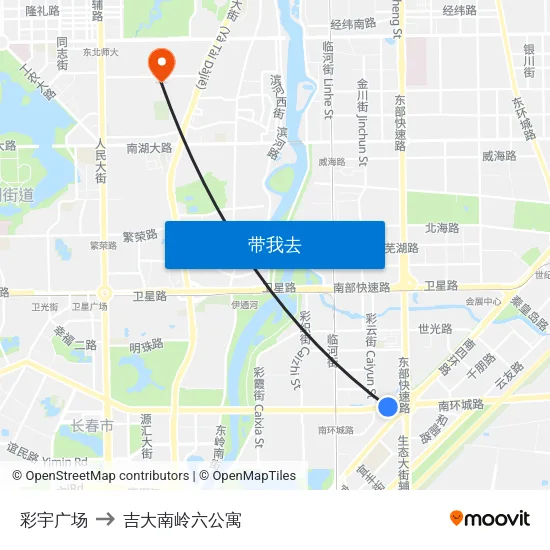 彩宇广场 to 吉大南岭六公寓 map