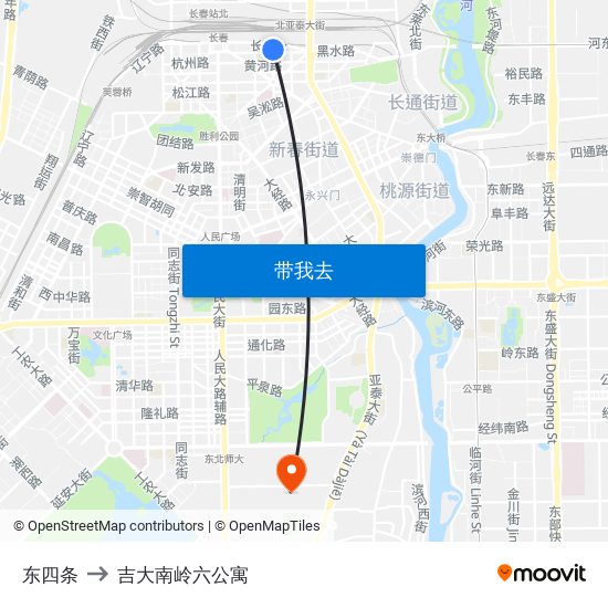 东四条 to 吉大南岭六公寓 map