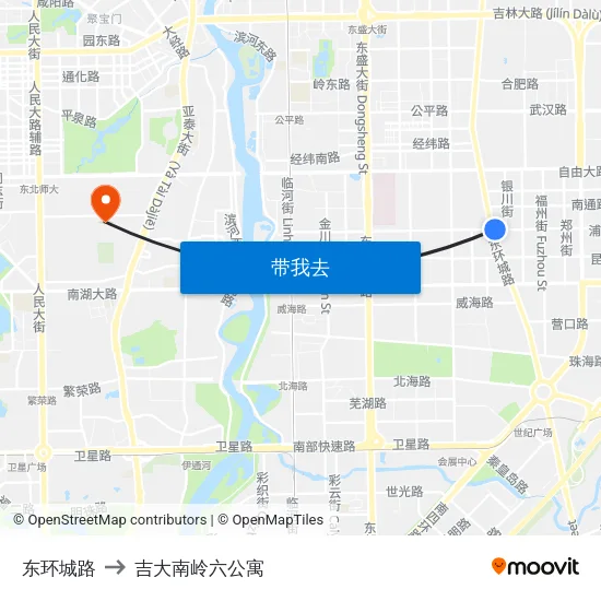 东环城路 to 吉大南岭六公寓 map