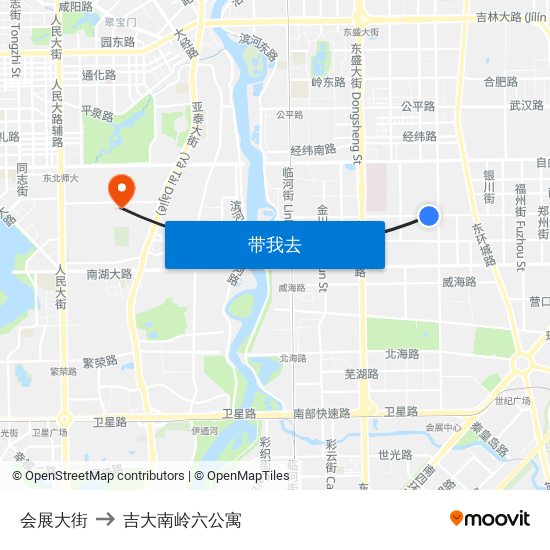 会展大街 to 吉大南岭六公寓 map