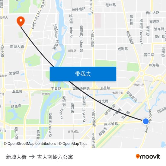 新城大街 to 吉大南岭六公寓 map
