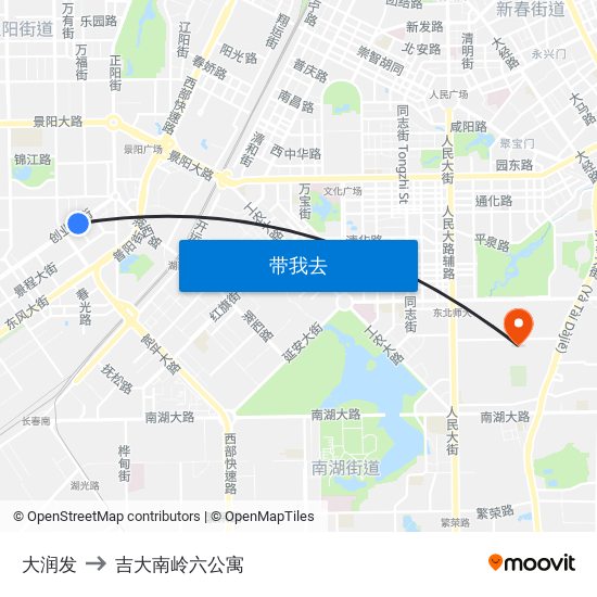 大润发 to 吉大南岭六公寓 map