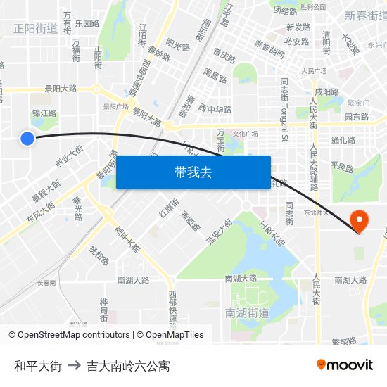 和平大街 to 吉大南岭六公寓 map