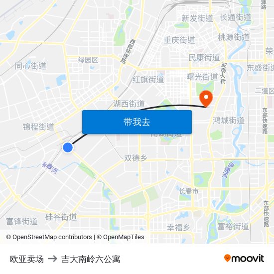 欧亚卖场 to 吉大南岭六公寓 map