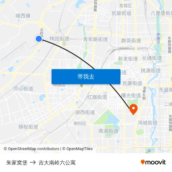 朱家窝堡 to 吉大南岭六公寓 map