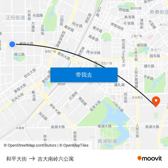 和平大街 to 吉大南岭六公寓 map