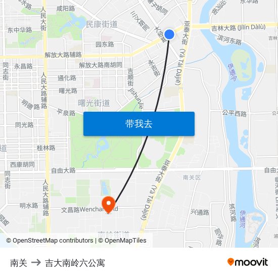 南关 to 吉大南岭六公寓 map