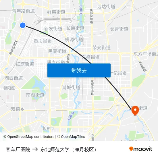 客车厂医院 to 东北师范大学（净月校区） map