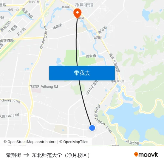 紫荆街 to 东北师范大学（净月校区） map